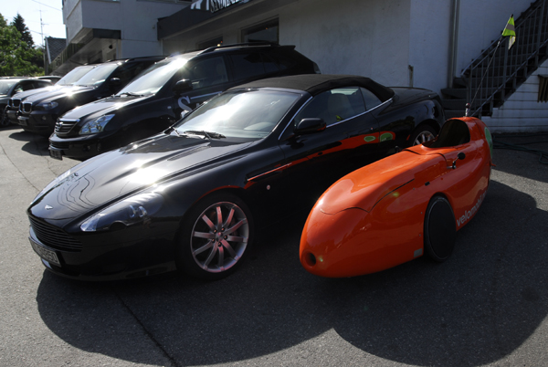 Sleek profile on Aston Martin DB 9 Volante cabriolet outside Sandven AS Sleek profile on Aston Martin DB 9 Volante cabriolet outside Sandven AS